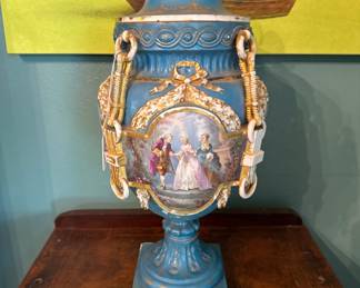 19th Century French Sefvres style hand-painted porcelain urn
