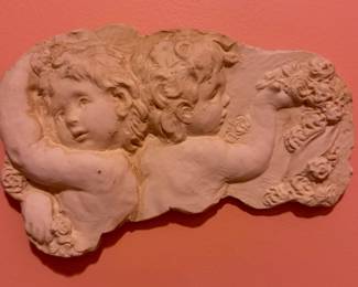 Hen-Feathers Cherub Wall Plaque