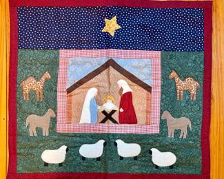 Handmade Nativity Scene Wall Quilt