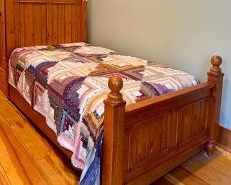 Twin Bed with Trundle & Handmade Quilt