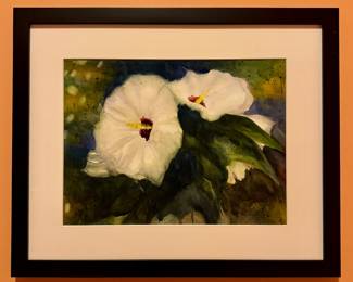 "Hibiscus" Watercolor, Signed