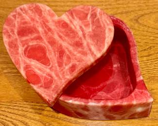 Alabaster Heart Trinket Box