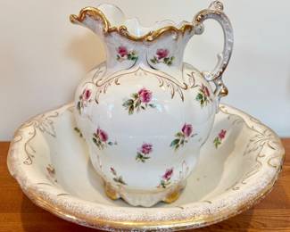 Antique Porcelain Pitcher & Wash Bowl