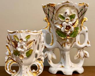 Hand Painted Vieux Paris Porcelain Vases