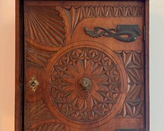 Vintage Dutch Carved Wall Cabinet