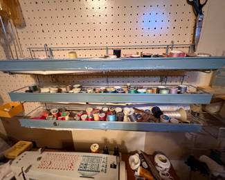 Sewing room full. *Fill a bag with fabric, thread, patterns *