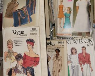 Sewing room full. *Fill a bag with fabric, thread, patterns *