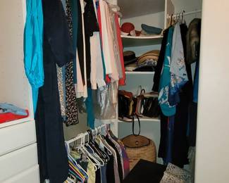 Many clothes and shoes including beautiful fur coats