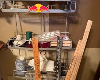 Sewing room full. *Fill a bag with fabric, thread, patterns *