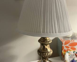 Solid brass, scallop trim lamp with pleated shade...awesome addition to any room