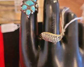 Turquoise/Sterling. 14k gold