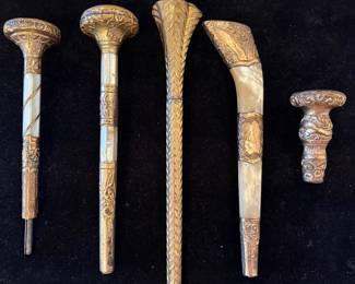 Gold plated Mother of Pearl Antique Umbrella Handles 
