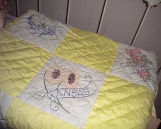 50 states embroidered quilt