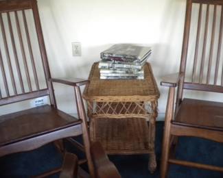 2 NEW porch rockers and wicker table