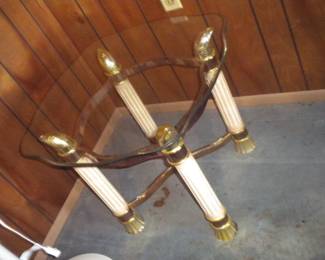 2 vintage glass top end tables