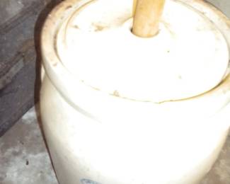 Crockery churn  lid is repaired