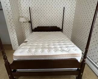 Queen Size Four Poster Bed Frame with Saatva Mattress Boxspring
