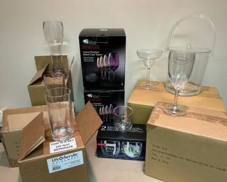 Collection of Lucite Glasses Highball, Wine, Pilsner, OldFashioned, Margarita Lucite Ice Bucket