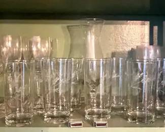 35 Pieces of Vintage Etched Glassware