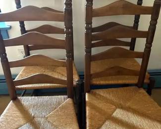 Four Ladder Back Chairs With Rush Seats