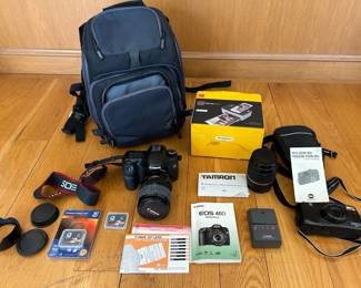 Canon Digital Camera, Extra Lens, Riva Zoom 90C Freedom Zoom Camera Kodak Photo Printer, Backpack