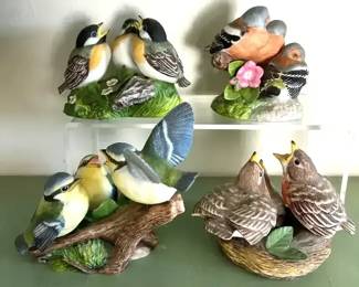 Four Franklin Mint Porcelain Bird Figurines by artist Peter Barrett