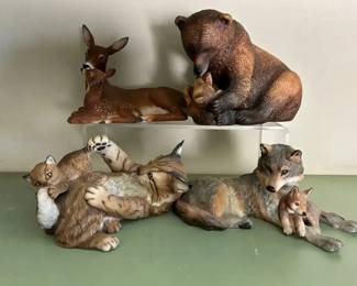 Four Franklin Mint Porcelain Animal Figurines for National Wildlife Federation by artist Nicolas Wilson
