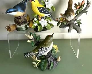 Four Franklin Mint Porcelain Bird Figurines by Artist Basil Ede