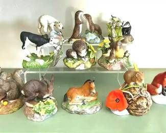 12 Franklin Mint Country Seasons Months Porcelain Animal Figurines by artist Peter Barrett