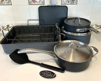 Calphalon Cookware Roast Pan, Square Griddle, 5Quart Saucier, 3Quart Pot 2 1 2Quart Pot