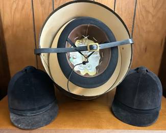Vintage Cavanaugh Black Fedora Hat and 2 Black Velvet Riding Hunt Caps