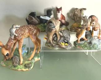 Six Franklin Mint Porcelain Animal Figurines by artists RWOW and Susan Eaton, 1980s
