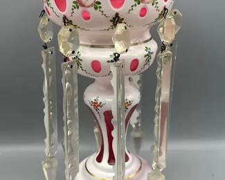 Antique Bohemian Crystal Table Luster