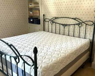 King Bed with Wrought Iron Headboard Footboard, TempurPedic Mattress and Boxspring