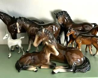 Collection of Porcelain Horse Figurines by Beswick, Keramos and Newcrest