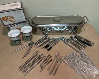 Salmon Poacher, Lobster Crab Crackers Picks and 6 Butter Warmers