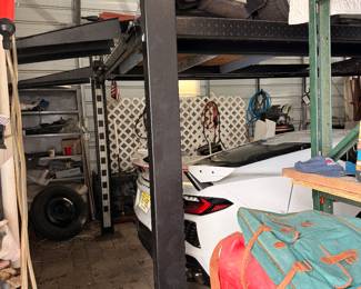 Did my best trying to photograph the car lift that is for sale. Corvette on top-tier is not part of the sale.
