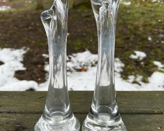 Pair Of 1960s THOMAS WEBB Flair Vases 9 Inches Tall
