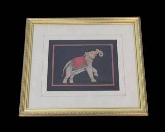 Handpainted Elephant On Fabric