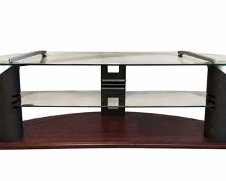 TV stand with glass shelving