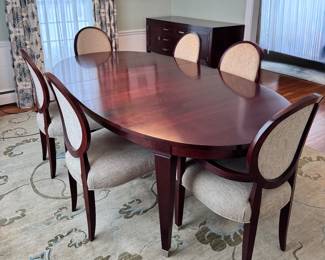 Stickley dining table and chairs - includes two 16" leaves