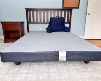 Full size wood headboard and bed frame