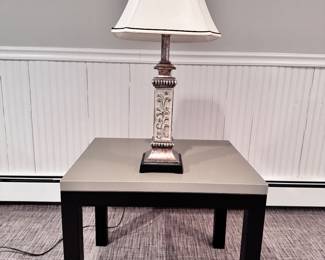 Crate and Barrel Parson side table and one of many nice lamps