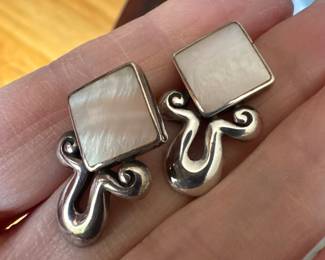 Sterling and abalone pierce earrings