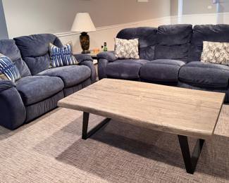 Reclining Sofa & Loveseat/ Crate & Barrel Yukon Grey Coffee Table