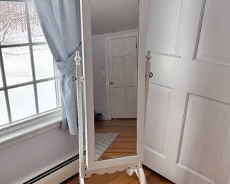 White Standing Cheval jewelry mirror