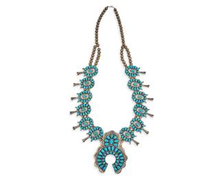 V.M. Begay, Sterling Turquoise Squash Blossom