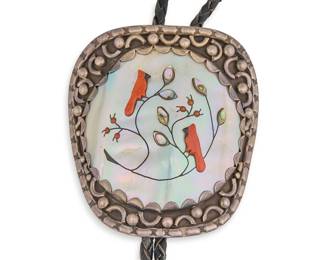 Sterling Silver Cardinal Motif Bolo Tie