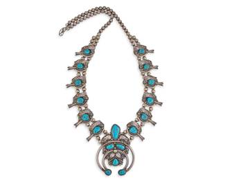 Navajo Sterling Turquoise Squash Blossom