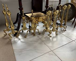 Assortment of Fireplace Andirons - Several Shapes and Sizes